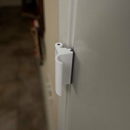 Prime-Line Door Reinforcement Lock, Solid Brass, White with Integral Pull U 114702